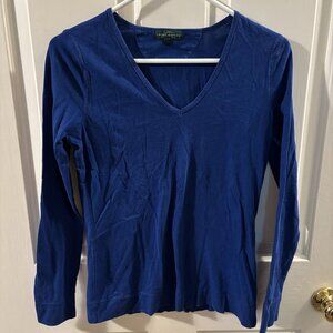 Lauren Ralph Lauren Women's Long Sleeve Blue V-Neck Shirt ~ XS